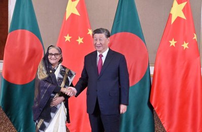 প্রধানমন্ত্রী শেখ হাসিনা ও চীনের প্রেসিডেন্ট শি জিনপিং (ছবি: ফোকাস বাংলা)
