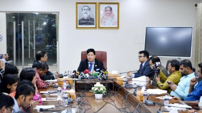 সংবাদ সম্মেলনে পররাষ্ট্রমন্ত্রী এ কে আব্দুল মোমেন (ছবি: ফোকাস বাংলা)