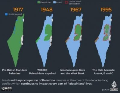 ফিলিস্তিন ভূখণ্ডে ইসরায়েলি দখলদারিত্বে সম্প্রসারণ (ছবি: আল জাজিরা)