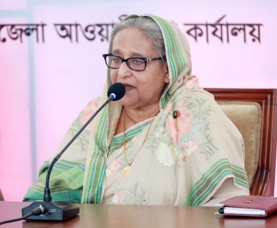 টুঙ্গিপাড়ায় প্রধানমন্ত্রী শেখ হাসিনা (ছবি: ফোকাস বাংলা)