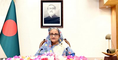 ইন্টারন্যাশনাল অর্গানাইজেশন ফর মাইগ্রেশন (আইওএম)-এর উচ্চ উচ্চ-পর্যায়ের  বৈঠকে বক্তব্য রাখেন প্রধানমন্ত্রী শেখ হাসিনা (ছবি: ফোকাস বাংলা)