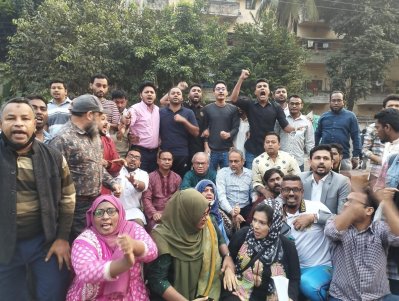 গত ২৩ নভেম্বর অবরোধের সমর্থনে সমাবেশ কর্মসূচিতে বিএনপির যুগ্ম মহাসচিব রুহুল কবির রিজভী 