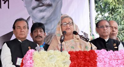 ফরিদপুরে নির্বাচনি জনসভায় আওয়ামী লীগ সভাপতি ও প্রধানমন্ত্রী শেখ হাসিনা (ছবি: ফোকাস বাংলা)