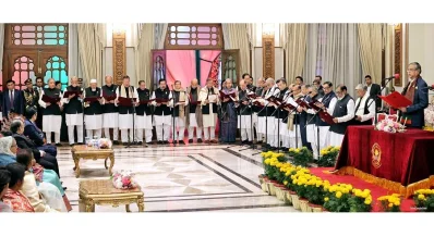 রাষ্ট্রপতি মো. সাহাবুদ্দিন বঙ্গভবনে মন্ত্রীদের শপথবাক্য পাঠ করান। ছবি: ফোকাস বাংলা