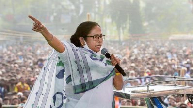 Mamata Banerjee at a rally in West Bengal