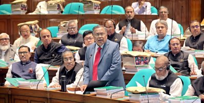 জাতীয় সংসদে বাজেট উপস্থাপন করেন অর্থমন্ত্রী আবুল হাসান মাহমুদ আলী (ছবি: ফোকাস বাংলা)