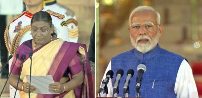 শপথ অনুষ্ঠানে নরেন্দ্র মোদি। ছবি: টিভি ফটো/ফোকাস বাংলা