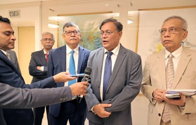 সাংবাদিকদের ব্রিফ করেন পররাষ্ট্রমন্ত্রী হাছান মাহমুদ (ছবি: ফোকাস বাংলা)