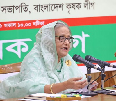 কৃষক লীগের তিন মাসব্যাপী বৃক্ষরোপণ কর্মসূচির উদ্বোধন করেন প্রধানমন্ত্রী শেখ হাসিনা (ছবি: ফোকাস বাংলা)