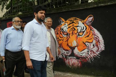 গাফিতিতে তুলে ধরা হয়েছে রয়েল বেঙ্গল টাইগারের চিত্র