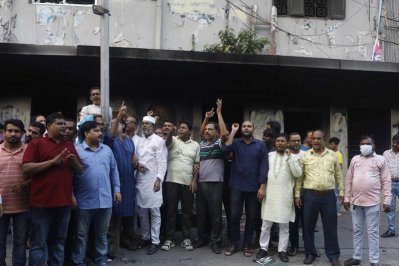 Party leaders protested in front of the office in the afternoon (Photo: Sajjad Hossain).