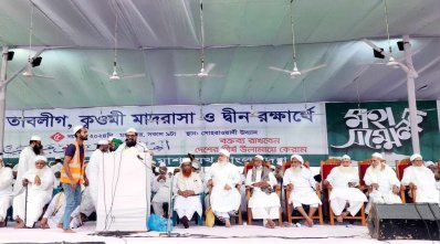 মহাসমাবেশে বক্তব্য রাখছেন এক আলেম