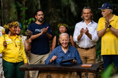 Biden in a city in the Amazon. Photo: New York Times