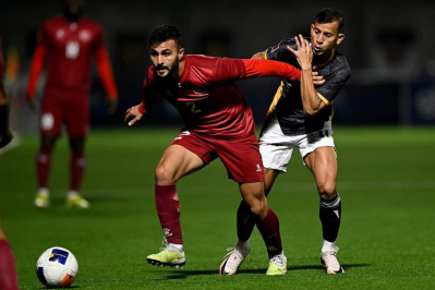 Fahim (right) in the Lebanon match.