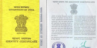 ভারতের জারি করা একটি নমুনা টিডি বা পরিচয়পত্র 