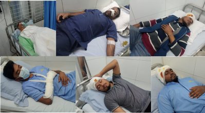হাসপাতালে চিকিৎসাধীন আহতদের কয়েকজন