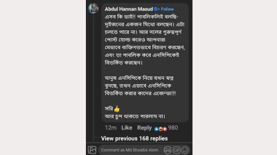 সারজিস আলমের পোস্টে আব্দুল হান্নান মাসউদের মন্তব্য