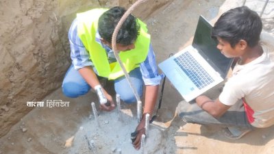 পাইলিংয়ের সময় প্রতি পিলা‌রে ১৬‌ মি‌লির সাত-আটটি ক‌রে রড ব্যবহার করেছেন ঠিকাদার
