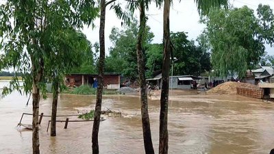শেরপুরে নদ-নদীতে পানি বেড়েই চলেছে, চোখ রাঙাচ্ছে বন্যা