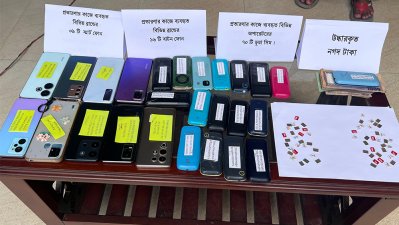 জব্দ করা মোবাইল ও সিম কার্ড