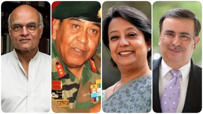 কমিটির বৈঠকে আমন্ত্রিত বিশেষজ্ঞরা (বাঁ থেকে) শিবশঙ্কর মেনন, লে. জেনারেল সৈয়দ আতা হাসনাইন, রিভা গাঙ্গুলি দাস ও অধ্যাপক অমিতাভ মাট্টু