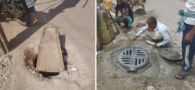 বেড়েছে ম্যানহোলের ঢাকনা চুরি, ঝুঁকি নিয়ে চলাচল
