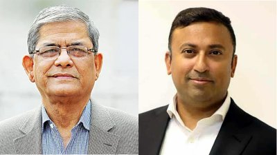 ড. ইউনূসের সঙ্গী হচ্ছেন বিএনপির মহাসচিব মির্জা ফখরুল ইসলাম আলমগীর (বাঁয়ে) ও তারেক রহমানের পররাষ্ট্র বিষয়ক উপদেষ্টা হুমায়ুন কবির (ডানে)/কোলাজ