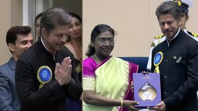 সম্মাননা গ্রহণ করছেন শাহরুখ খান
