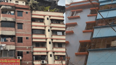 রাজধানীতে হেলে পড়া ভবন