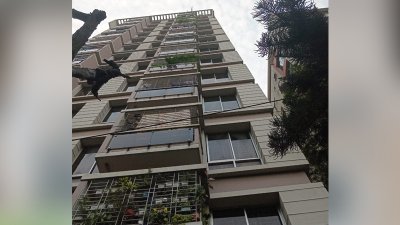 শাহজাহান রোডের ৩২/২/এ বাসার সপ্তম তলার ৭/বি ফ্ল্যাটে এ হত্যাকাণ্ডের ঘটনা ঘটে। ছবি: বাংলা ট্রিবিউন