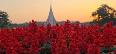 স্মৃতিসৌধ এলাকাকে আকর্ষণীয় করতে বিভিন্ন স্থানে লাল-সবুজ ফুল গাছের চারা রোপণ করা হয়