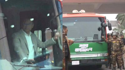 বাসে চড়ে ৩০০ ফিটের পথে তারেক রহমান