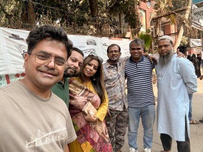 সংগীত পরিচালক তানভীর তারেক (বামে) ও কণ্ঠশিল্পী অনিমা রায় (ডানে)