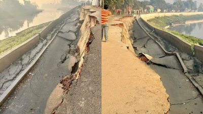 বেশি দরে কাজ দেওয়া সড়কটিও ধসে পড়লো উদ্বোধনের আগে