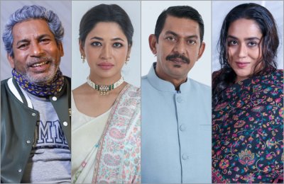 (বাঁ থেকে) মোশাররফ করিম, আজমেরী হক বাঁধন, চঞ্চল চৌধুরী ও জাকিয়া বারী মম (ছবি: বুড়িগঙ্গা টকিজ)