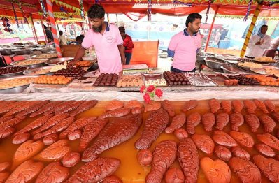 মেলায় রকমারি মিষ্টির পসরা নিয়ে সারি সারি বসেন দোকানিরা