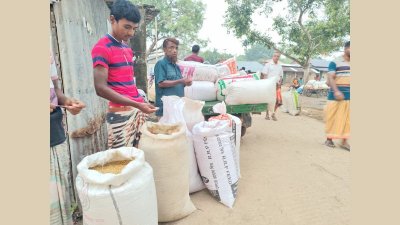 নওগাঁর অন্যতম বৃহৎ ধানের হাট সাবাইহাটের চিত্র (ছবি: বাংলা ট্রিবিউন)