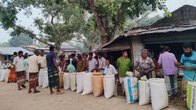 নওগাঁর অন্যতম বৃহৎ ধানের হাট সাবাইহাটের চিত্র (ছবি: বাংলা ট্রিবিউন)