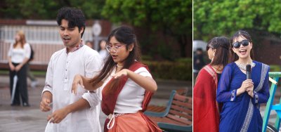 গুঁড়ি গুঁড়ি বৃষ্টির মধ্যেই নাচ-গান আর সাংস্কৃতিক পরিবেশনার মাধ্যমে বাংলাদেশ উইকের আনুষ্ঠানিক সূচনা করেন বাংলাদেশি শিক্ষার্থীরা
