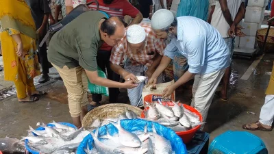ইলিশ কিনছেন ক্রেতারা