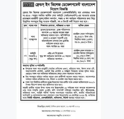 জনবল নেবে এনজিও এফআইভিডিবি 