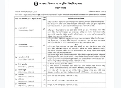 পাবনা বিজ্ঞান ও প্রযুক্তি বিশ্ববিদ্যালয়ে বিভিন্ন পদে নিয়োগ