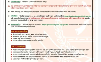 বিজিবির সিপাহী পদে পুরুষ ও নারী প্রার্থী নিয়োগে বিজ্ঞপ্তি