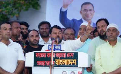 সমাবেশে প্রধান অতিথির বক্তব্য দেন রাসিক প্রশাসক ও মহানগর বিএনপির সাধারণ সম্পাদক মাহফুজুর রহমান রিটন