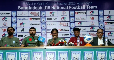 সংবাদ সম্মেলনের ছবি।