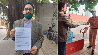 চিঠি হাতে গণস্বাস্থ্য কেন্দ্রের গণমাধ্যম উপদেষ্টা জাহাঙ্গীর আলম মিন্টু