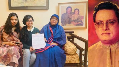 প্রণব ঘোষের স্ত্রী ও কন্যার সঙ্গে পড়শী