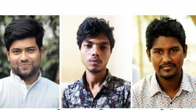 বাঁ থেকে- তাকবির ইসলাম খান, আল আমিন ও আবদুর রউফ