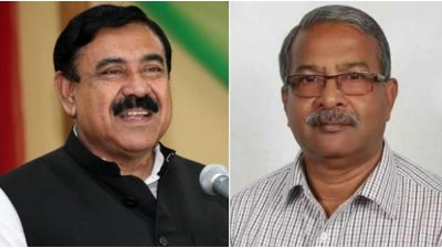 সড়ক পরিবহন শ্রমিক ফেডারেশন’র সভাপতি শাজাহান খান, সম্পাদক ওসমান আলী (ফাইল ছবি)