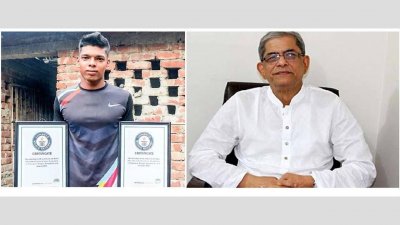 রাসেল ইসলাম (বাঁয়ে) ও মির্জা ফখরুল ইসলাম আলমগীর (ডানে)